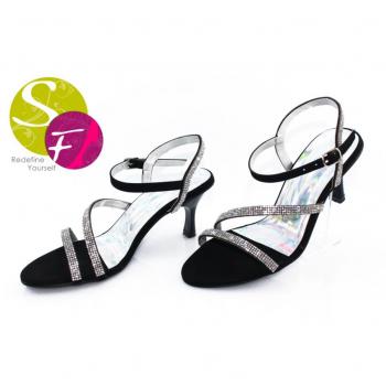 Shiny Diamonte Black Sandals With Heel - Women Shoes - Best Price in Pakistan - HitShop.pk